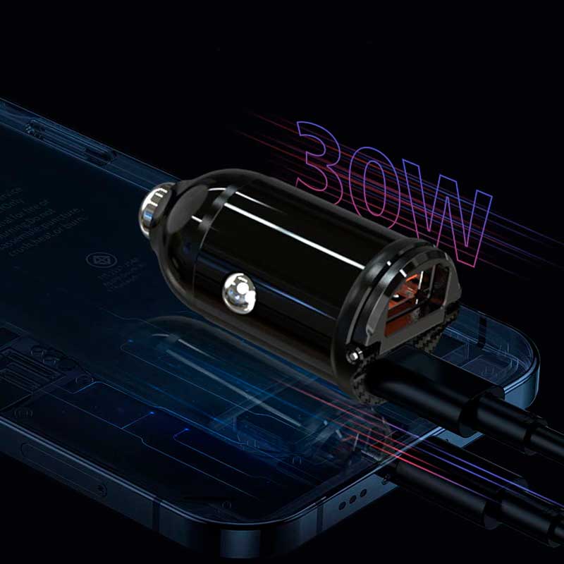 Carregador Para Carro De Carga Rápida e Invisível - Entradas Usb + Usb-c de 30w